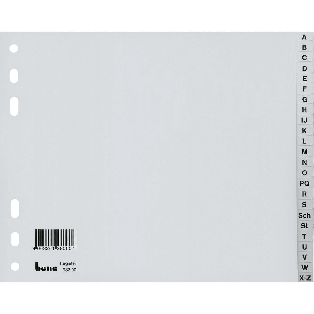 Bene Register A-Z 93220 DIN A4 halbe Höhe PP