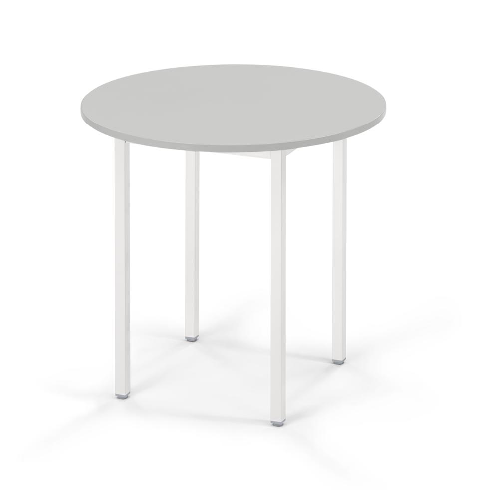 Konferenztisch rund, Gestell 4-Fuß | Lichtgrau | Weiß RAL 9016 | 600