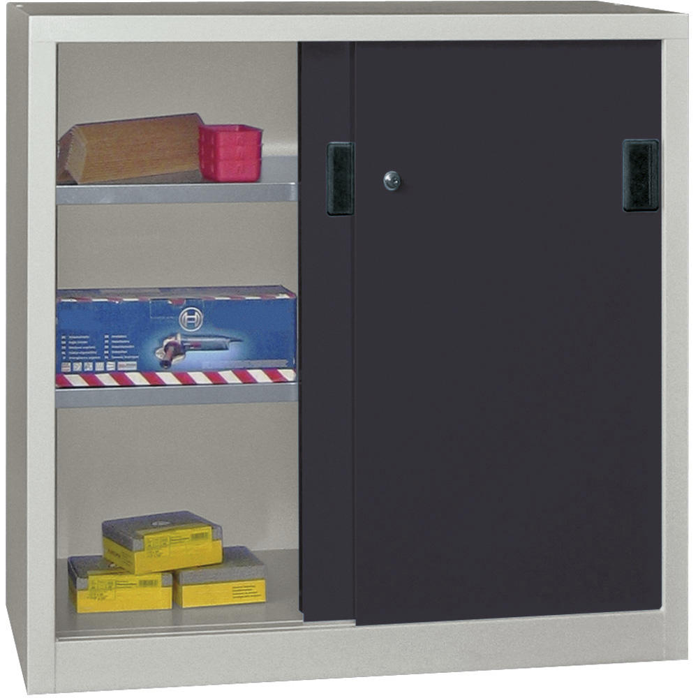 Schiebetüren-Stahlschrank SYSTEM FLEX | Anthrazitgrau RAL 7016 | 1500 | 400 | mit Stahltüren