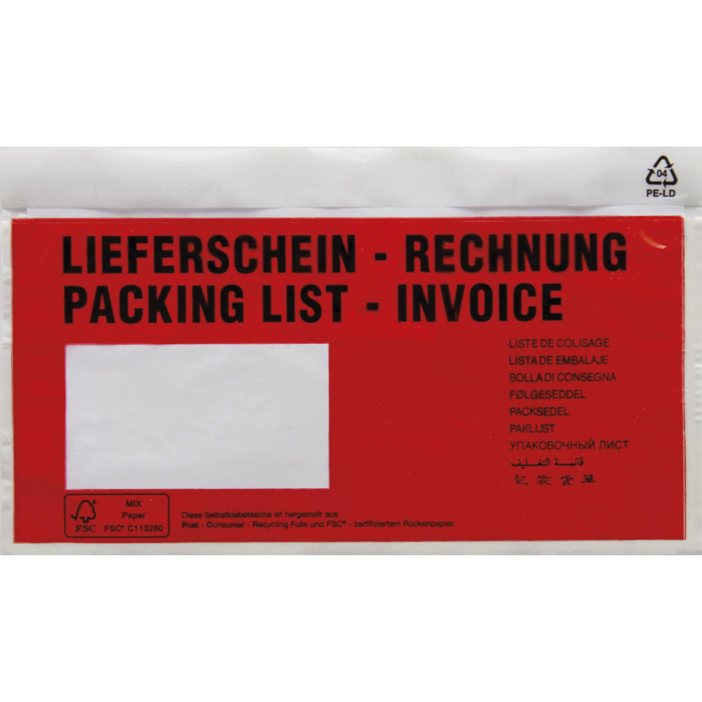 Dokumententasche Lieferschein- Rechnung DL mF sk
