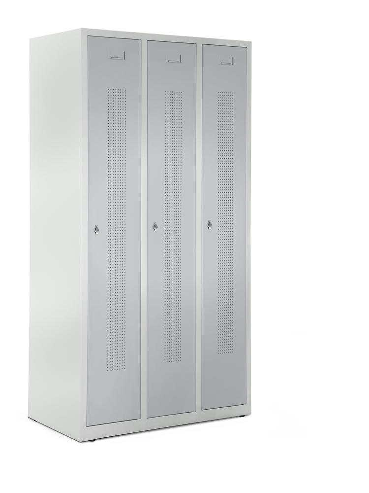 Garderobenspinde SYSTEM SP1 bodenstehend | Alusilber RAL 9006 | Bodenstehend | 300 | Drehriegelverschluss