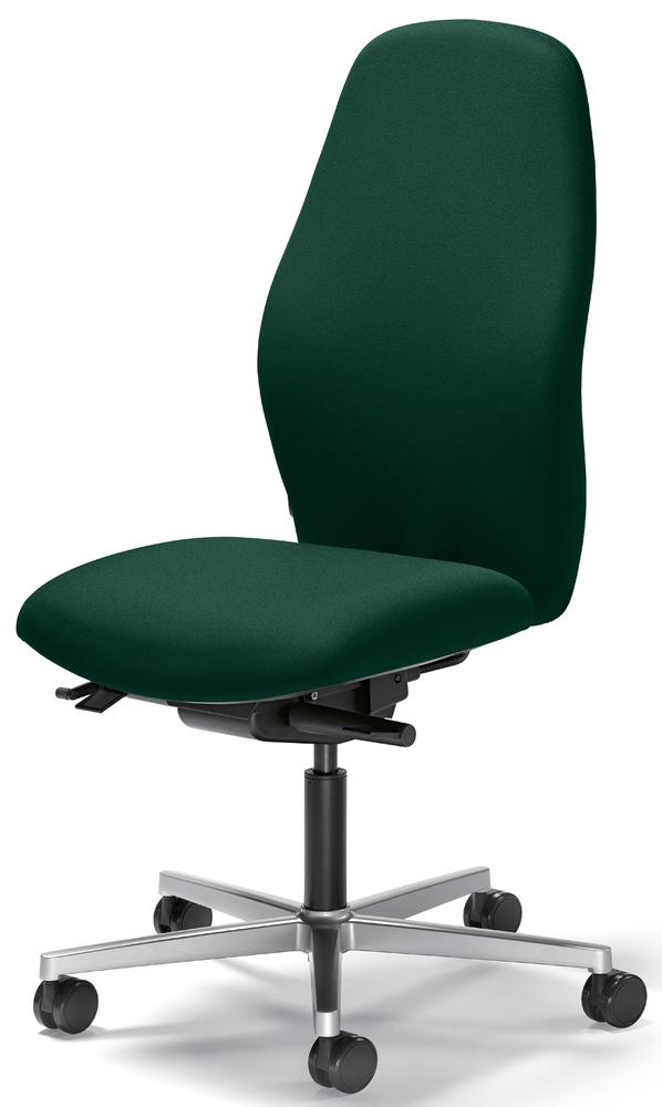 Bürostuhl mySIT ohne Armlehnen | Dunkelgrün | Sitztiefenverstellung, Synchronmechanik | Alusilber