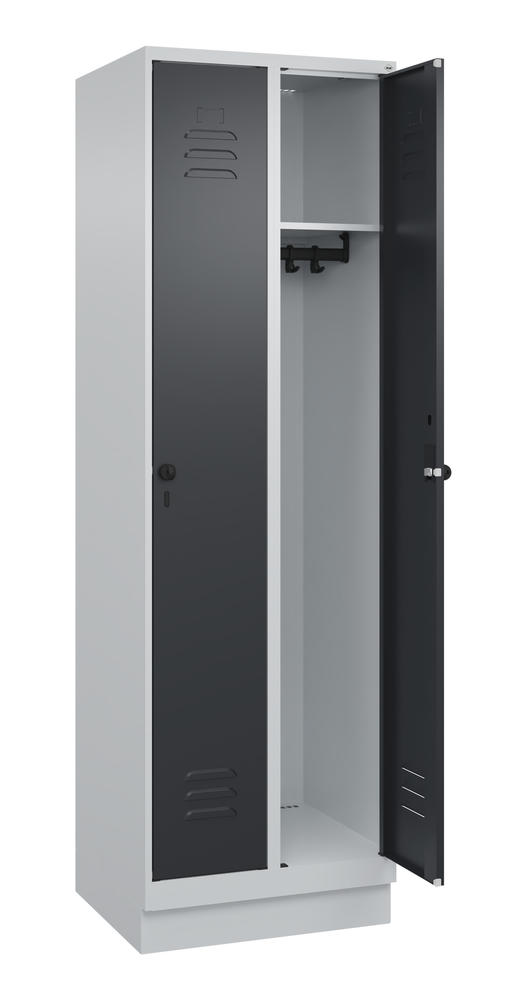 Garderoben-Stahlspind CLASSIC PLUS, mit Sockel | Schwarzgrau RAL 7021 | mit Sockel | Lichtgrau RAL 7035 | 300 | 2