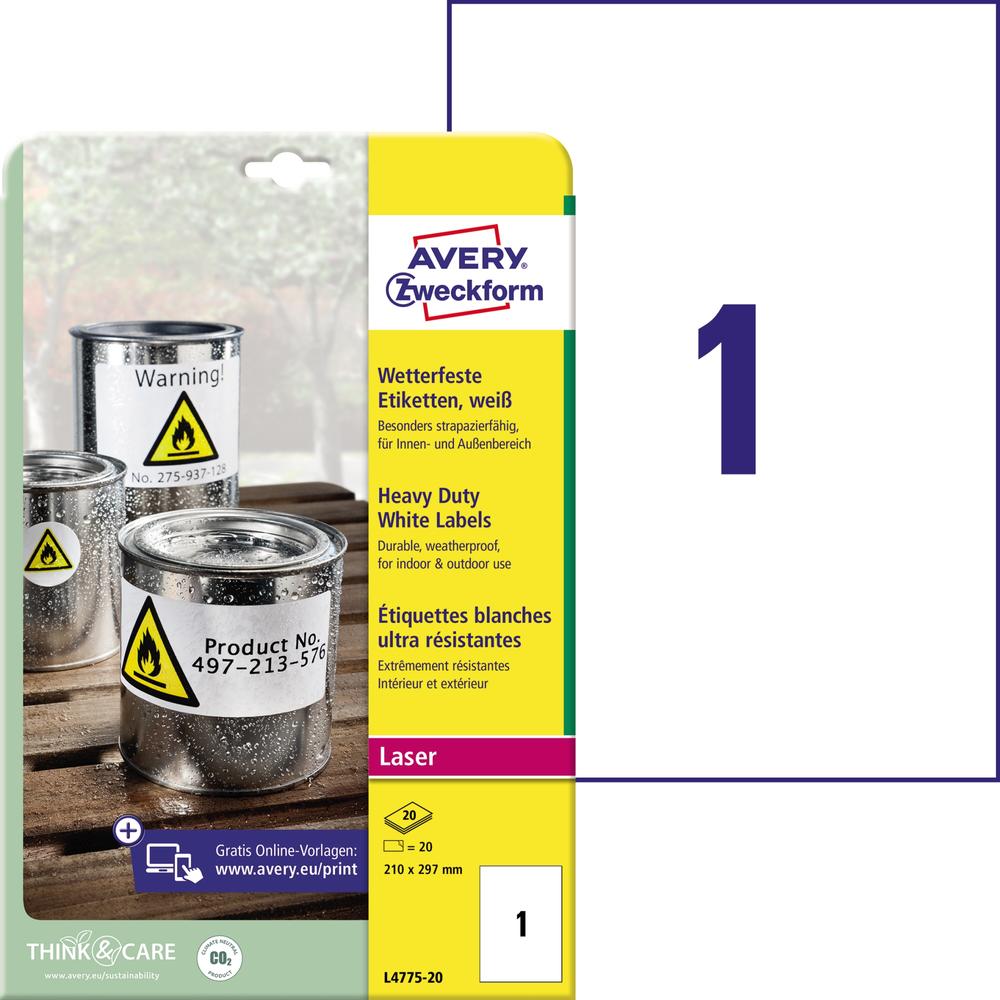 Avery Zweckform Folienetikett L4775-20 210x297mm