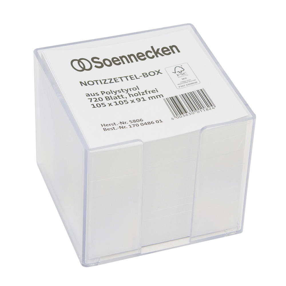 Soennecken Zettelbox 5806 105x105x91mm transparent