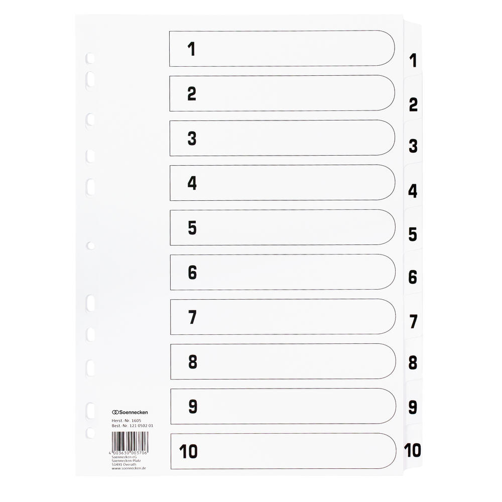 Soennecken Register Mylar 1605 1-10 weiß