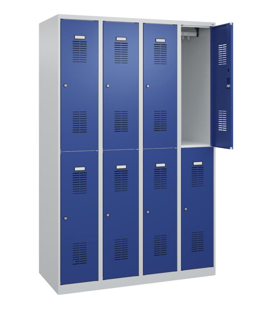 Doppelstöckiger Garderobenspind Basic Plus | Enzianblau RAL 5010 | Zylinderschloss | 8