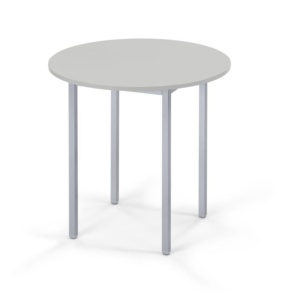 Konferenztisch rund, Gestell 4-Fuß | Lichtgrau | Alusilber RAL 9006 | 600