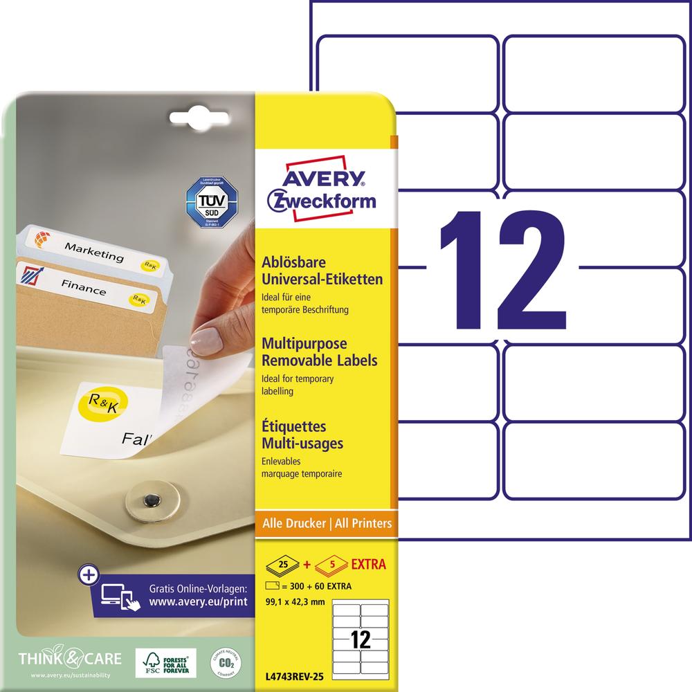 Avery Zweckform Etikett L4743REV-25 99,1x42,3mm