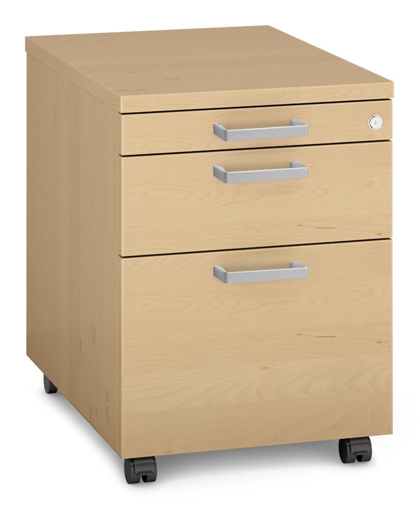 Rollcontainer MULTI MODUL-PRO | Buchedekor | 600 | 1 + 1 Schübe + 1 Hängeregistratur