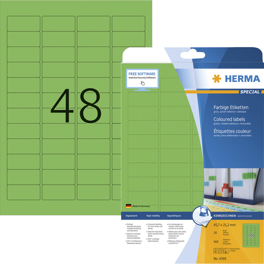 HERMA Etikett Special 4369 45,7x21,2mm grün 960