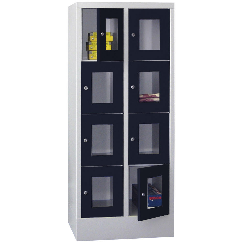 Schließfachschrank CLASSIC mit Sichtfenstertüren | Anthrazitgrau RAL 7016 | 300 | 2 | 8