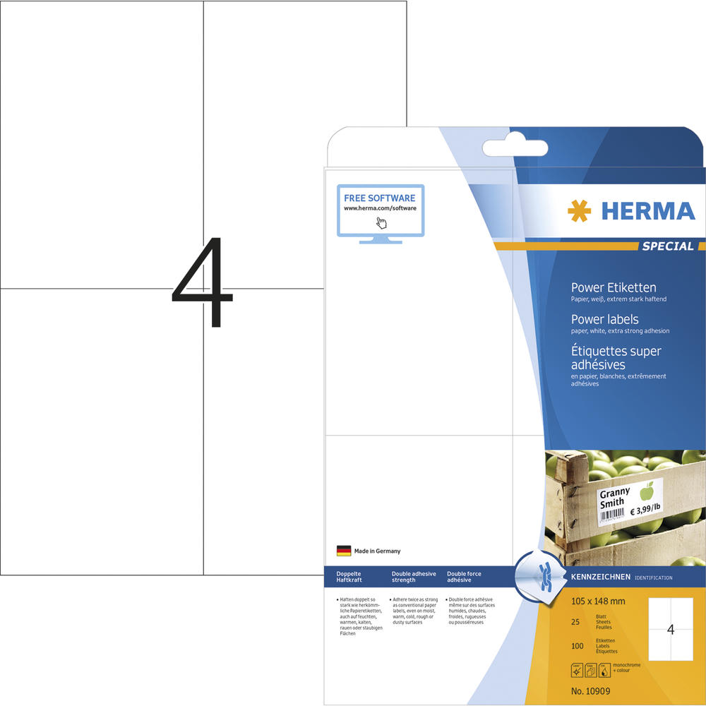 HERMA Etikett 10909 105x148mm weiß 100 St./Pack.