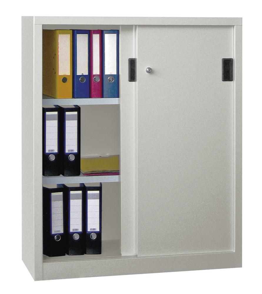 Schiebetüren-Stahlschrank SYSTEM FLEX | Lichtgrau RAL 7035 | 1000 | 400 | mit Stahltüren