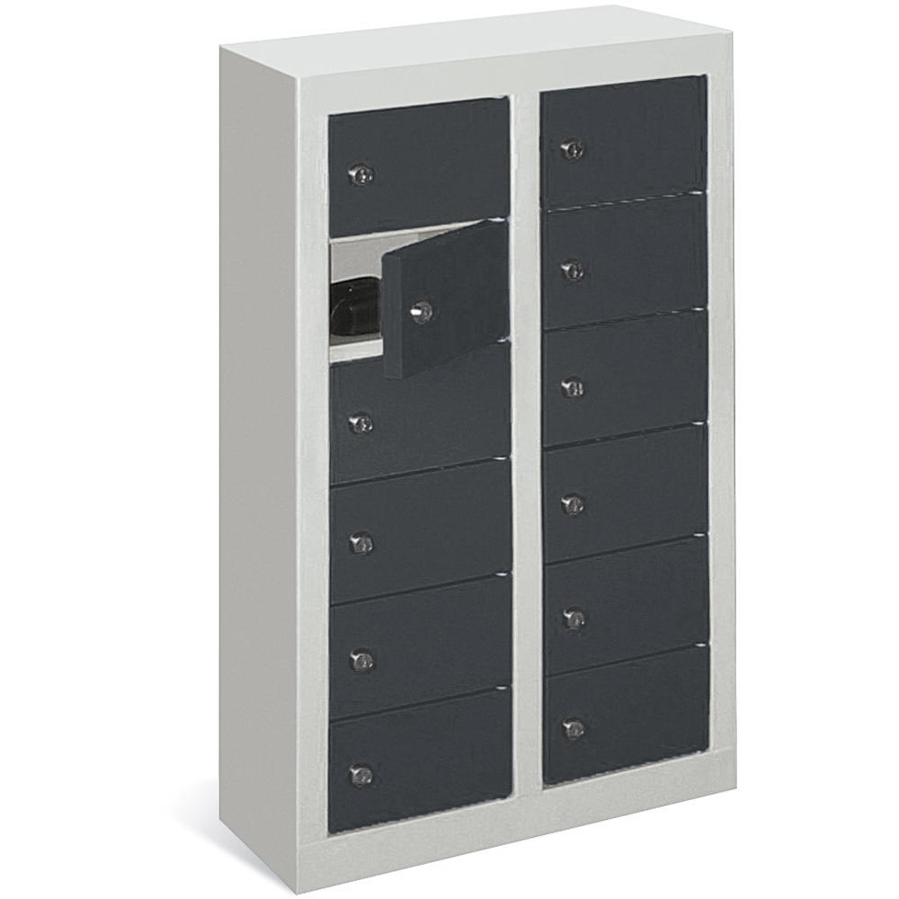 Kleinfachschrank 2 x 6 Fächer | Anthrazitgrau RAL 7016 | 815 | ohne Etikettenrahmen | 12