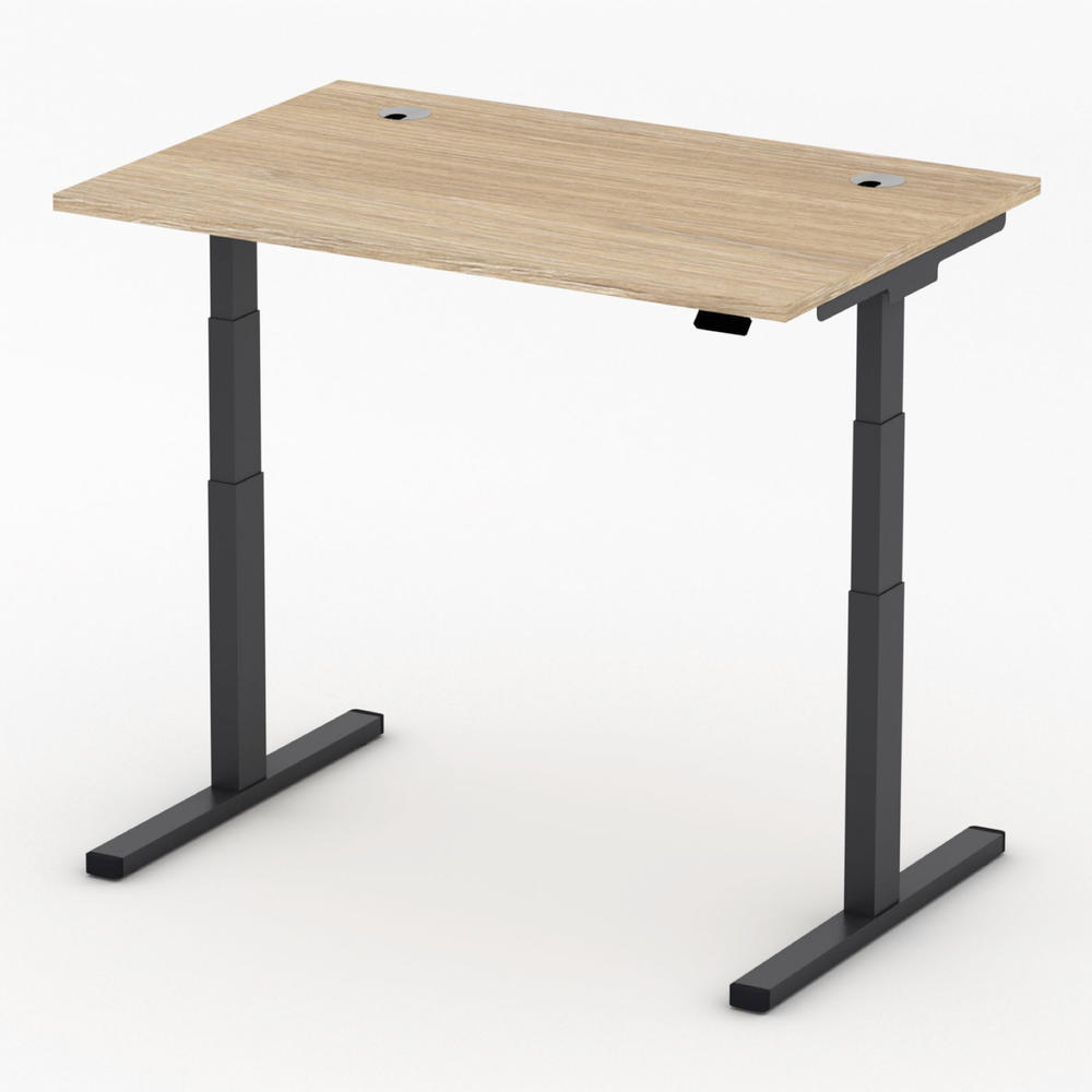 Höhenverstellbarer Schreibtisch MULTI MODUL-PRO | Eiche hell | 1200 | Schwarz