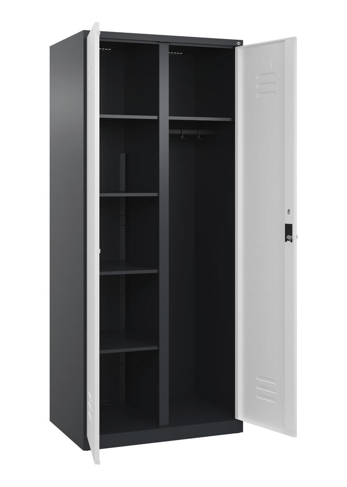 Kleider- u. Wäscheschrank, bodenstehend | Verkehrsweiß RAL 9016 | Bodenstehend | Schwarzgrau RAL 7021 | 400