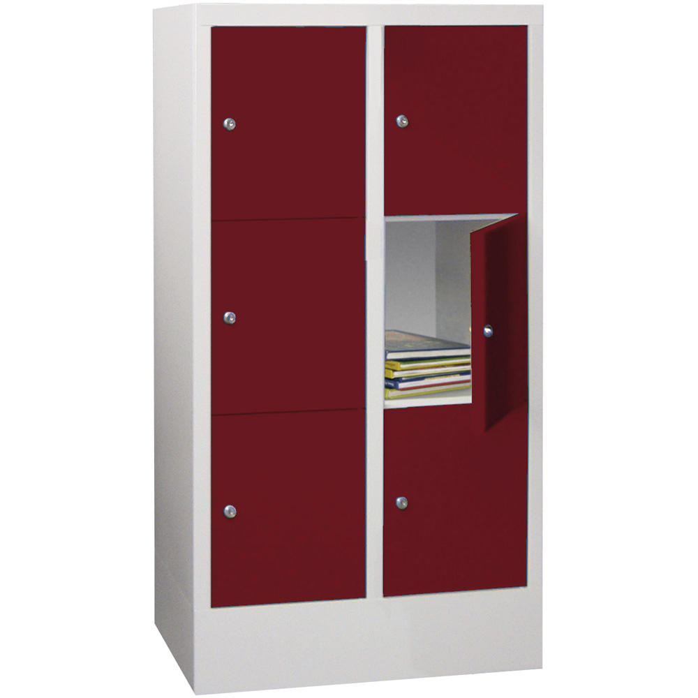 Schließfachschrank CLASSIC mit glatten Türen | Rubinrot RAL 3003 | 300 | 2 | 6