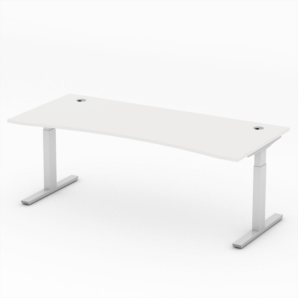 Schreibtisch Cockpit T-Fuß PROFI MODUL | Weiß | 1800 | Alusilber