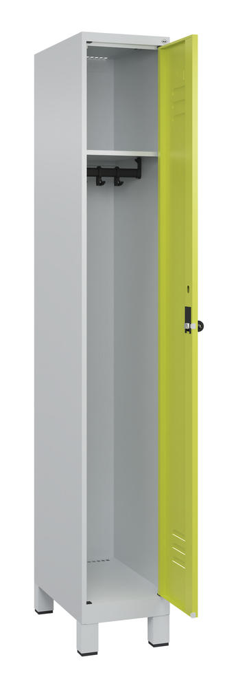 Garderoben-Stahlspind CLASSIC PLUS, mit Füßen | Clowngrün RAL 1108060 | mit Füßen | Lichtgrau RAL 7035 | 300 | 1