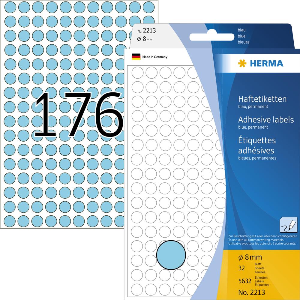HERMA Markierungspunkt 2213 8mm Papier blau 5.632