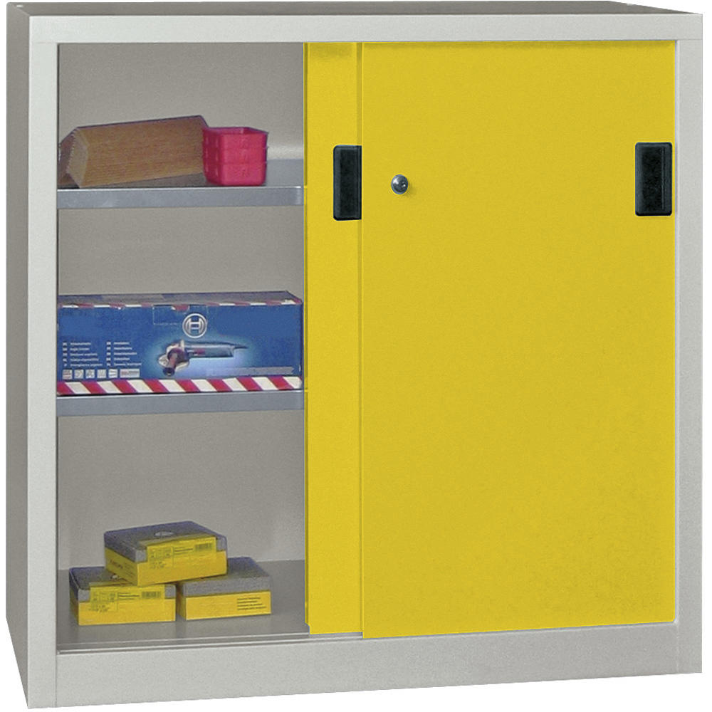 Schiebetüren-Stahlschrank SYSTEM FLEX | Zinkgelb RAL 1018 | 1500 | 400 | mit Stahltüren