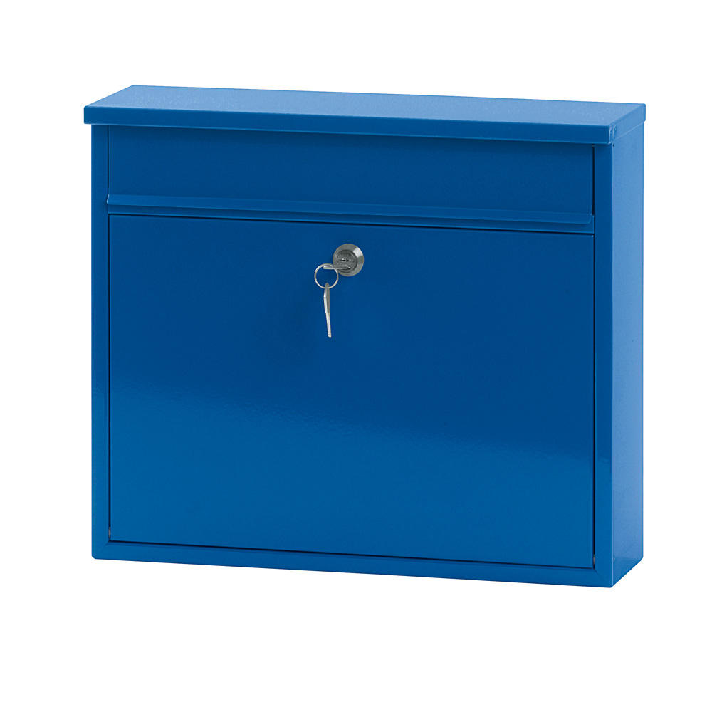 Wandbriefkasten Dresden, für Quereinwurf | Blau | Stahl