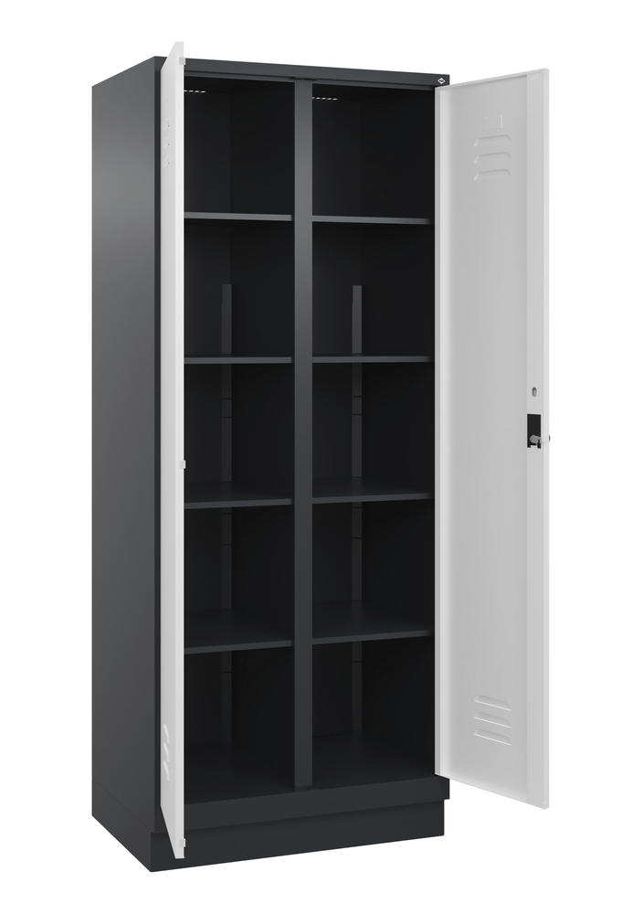 Material- und Lagerschrank, mit Sockel | Verkehrsweiß RAL 9016 | mit Sockel | Schwarzgrau RAL 7021 | 400