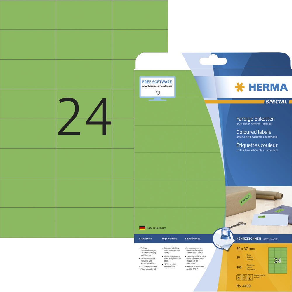HERMA Etikett SPECIAL 4469 70x37mm grün 480