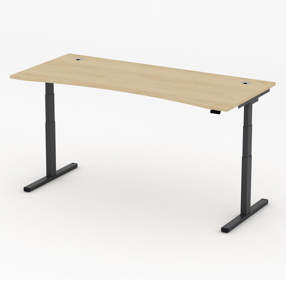 Höhenverstellbarer Schreibtisch MULTI MODUL-PRO | Buchedekor | 1800 | Schwarz