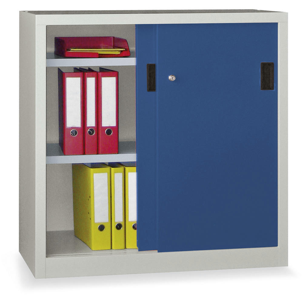 Schiebetüren-Stahlschrank SYSTEM FLEX | Enzianblau RAL 5010 | 1000 | 500 | mit Stahltüren
