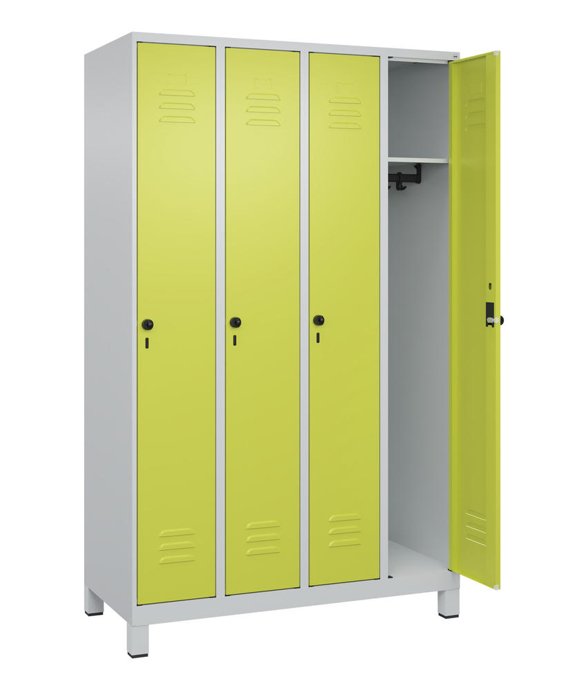 Garderoben-Stahlspind CLASSIC PLUS, mit Füßen | Clowngrün RAL 1108060 | mit Füßen | Lichtgrau RAL 7035 | 300 | 4