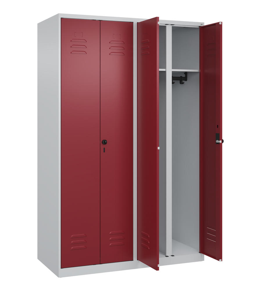 Arbeitsstättenspind CLASSIC PLUS, bodenstehend | Rubinrot RAL 3003 | Bodenstehend | Lichtgrau RAL 7035 | 300 | 4