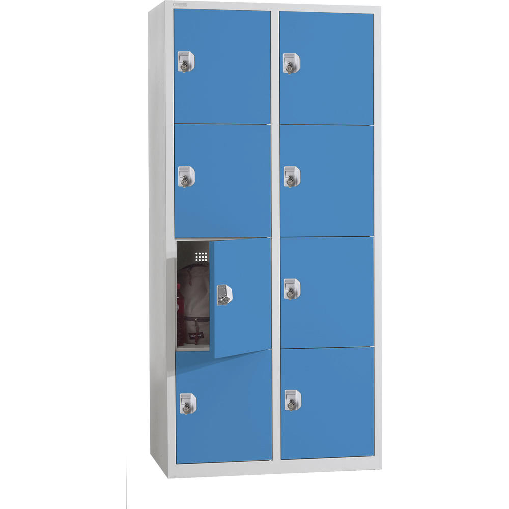 Schließfach-Stahlschrank SP PROFI bodenstehend | Lichtblau RAL 5012 | Bodenstehend | Drehriegelverschluss