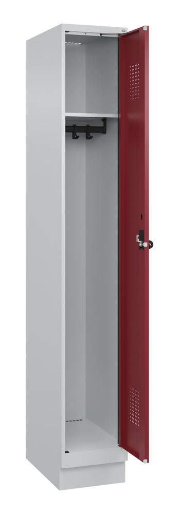Garderoben-Stahlspind EVOLO PLUS, mit Sockel | Rubinrot RAL 3003 | mit Sockel | Lichtgrau RAL 7035 | 300 | 1