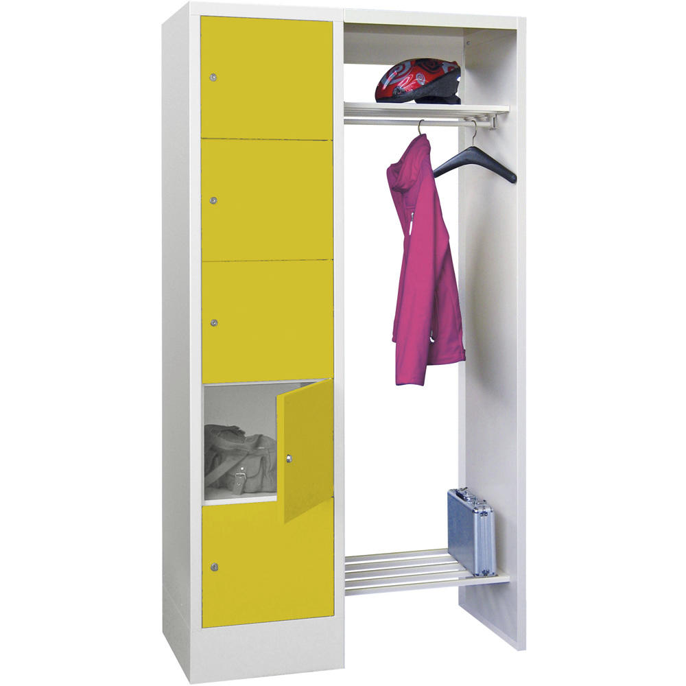 Garderobe mit Schließfachschränken BASIC | Zinkgelb RAL 1018 | 400 | 1 | 5