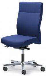 Bürostuhl winSIT ohne Armlehnen Blau | mit Gegenkrafteinstellung | Sitztiefenverstellung | Aluminium poliert | ohne Kopfstütze