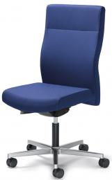 Bürostuhl winSIT ohne Armlehnen Blau | mit Gewichtsautomatik | Sitztiefenverstellung | Alusilber | ohne Kopfstütze