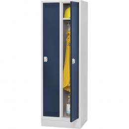 Garderoben-Stahlspind SP PROFI SYSTEM mit Sockel Stahlblau RAL 5011 | 300 | 2 | Drehriegelverschluss | mit Sockel