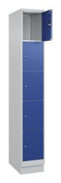 Schließfachschrank CLASSIC PLUS, mit Sockel Enzianblau RAL 5010 | 300 | 1 | Lichtgrau RAL 7035 | mit Sockel | 5