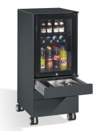 Kühlschrank Caddy mit 3 Schubladen mit Einrichtung Anthrazit RAL 7021 | mit Kühlschrank & 3 Schubladen