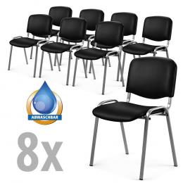 Besucherstühle ISO 8 Stühle im SET Schwarz | Alusilber