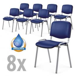 Besucherstühle ISO 8 Stühle im SET Blau | Alusilber