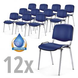Besucherstühle ISO 12 Stühle im SET Blau | Verchromt