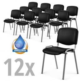 Besucherstühle ISO 12 Stühle im SET Schwarz | Alusilber