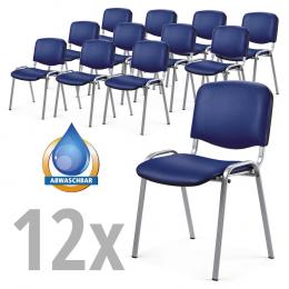 Besucherstühle ISO 12 Stühle im SET Blau | Alusilber