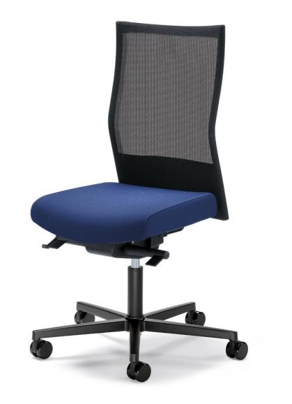 Bürostuhl winSIT NET ohne Armlehnen Schwarz/Blau | Sitztiefenverstellung, Synchronmechanik | Polyamid schwarz