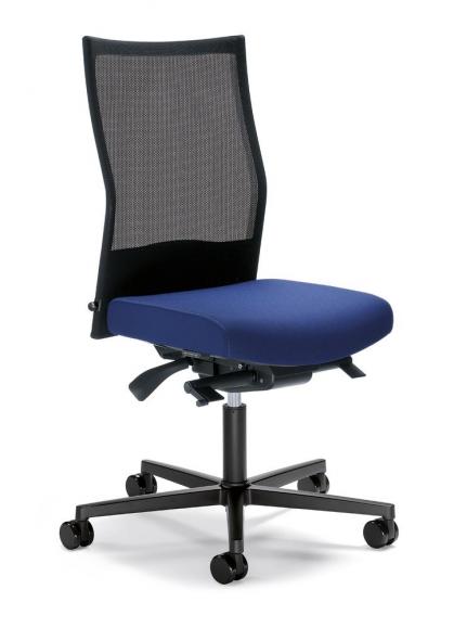 Bürostuhl winSIT NET ohne Armlehnen Schwarz/Blau | Sitzneigeverstellung-Automatik, Sitztiefenverstellung, Synchronmechanik | Polyamid schwarz