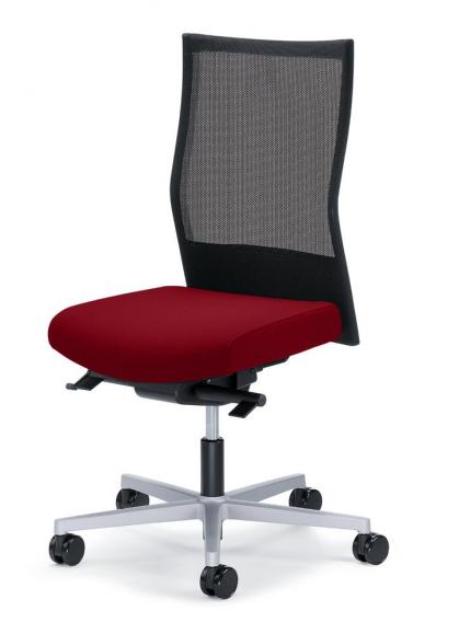 Bürostuhl winSIT NET ohne Armlehnen Schwarz/Rot | Sitztiefenverstellung, Synchronmechanik | Alusilber