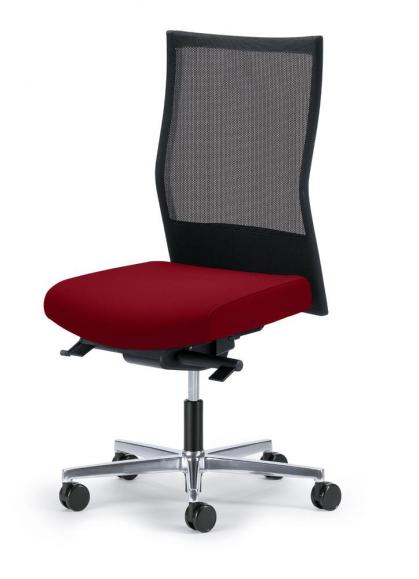 Bürostuhl winSIT NET ohne Armlehnen Schwarz/Rot | Sitzneigeverstellung-Automatik, Sitztiefenverstellung, Synchronmechanik | Aluminium poliert